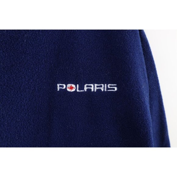 Vtg 90s Polaris Snowmobile Mens XL Spell Out Fleece Crewneck Sweater Blue USA - Picture 4 of 9